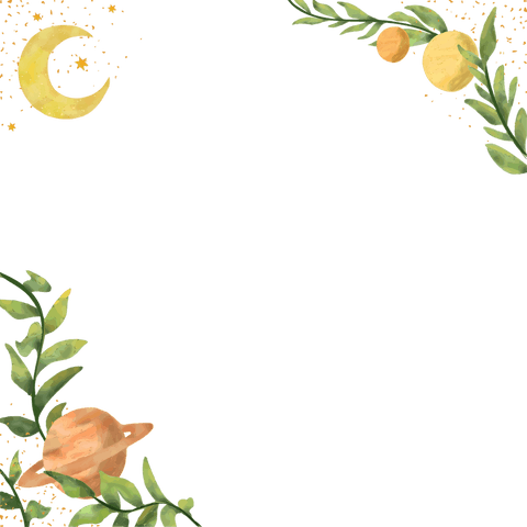 Transparent Botanical Border with Celestial Moon and Planets - Download Free Stock Videos Pikwizard.com