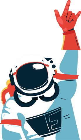 Cartoon Astronaut Rock On Pose on Transparent Background