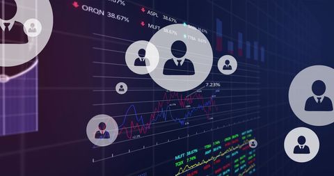 Media Icons Overlaying Digital Financial Data Display - Download Free Stock Images Pikwizard.com