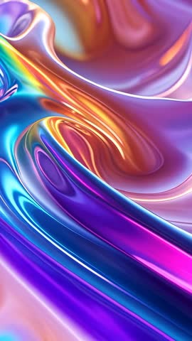 Looping Metallic Wave Cresting and Smoothing in Vibrant Iridescent Gradient Vertical Loop