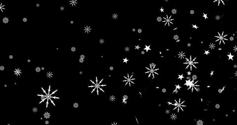 Falling Snowflakes on Black Background in Winter Theme