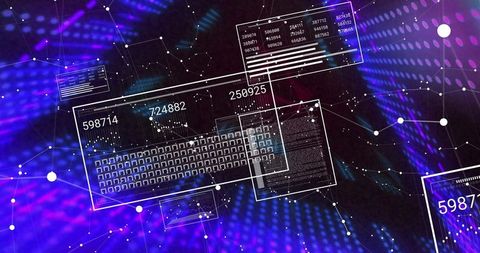 Abstract Digital Network with Floating Numeric Panels