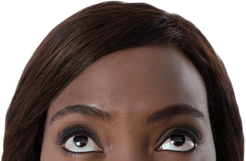 Transparent Background Image of Woman Looking Up Thoughtfully