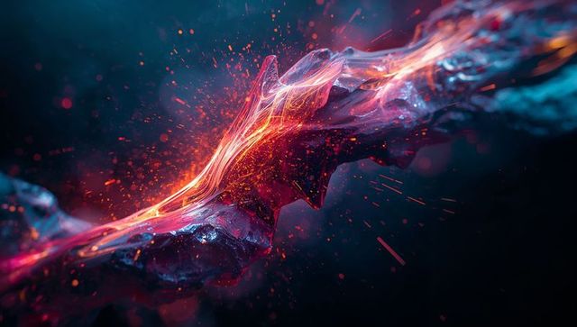 Vibrant cosmic energy ribbon with glowing sparks