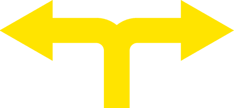 Yellow Transparent Fork Road Arrow Sign on White Background - Download Free Stock Videos Pikwizard.com