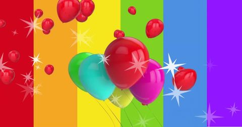 Colorful Balloons Celebrating Pride in Rainbow Background