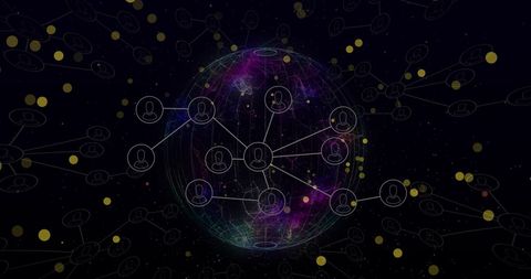Digital globe with network connections and binary data