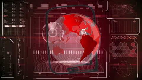 Data Analysis Interface with Red Globe Animation