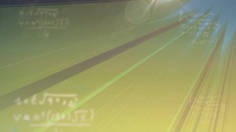 Abstract Mathematical Equations Over Light Trails in Digital Environment