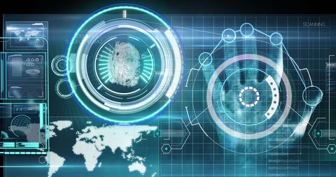 Futuristic Biometrics and Data Interface with Digital Scanning - Download Free Stock Images Pikwizard.com