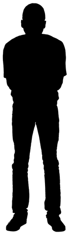 Sportsman silhouette on transparent background iconic pose