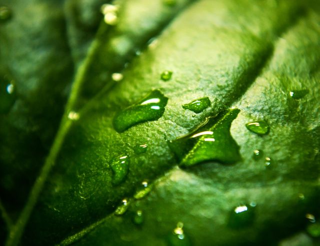 Close-Up of Dew Drops on Fresh Green Leaf - Download Free Stock Photos Pikwizard.com