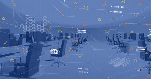 digital data streams flowing through futuristic office - Download Free Stock Images Pikwizard.com