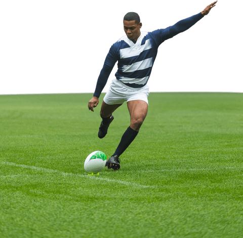 Transparent Victory: Rugby Player Kicking Ball in Action - Download Free Stock Videos Pikwizard.com