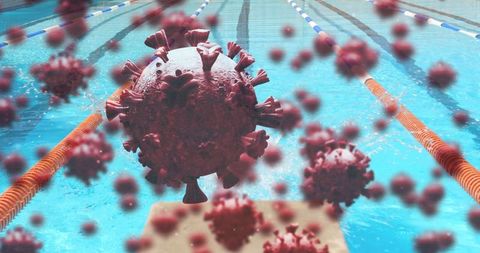 Conceptual Coronavirus in Swimming Pool Lanes Illustrating Health Risks - Download Free Stock Images Pikwizard.com