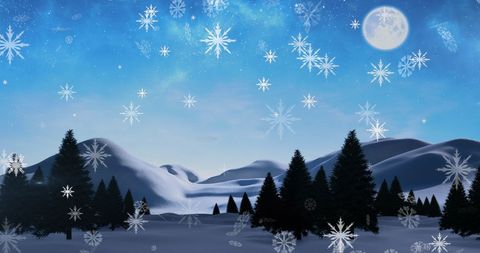 Festive Winter Wonderland with Moonlit Snowflakes - Download Free Stock Images Pikwizard.com