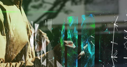 Futuristic Hands Interacting with Digital Interface Overlay