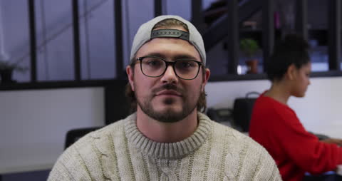 Casual Office Worker in Creative Workspace