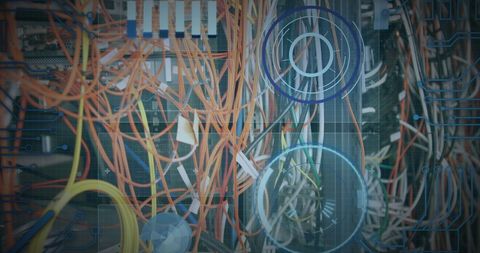 Complex Network Cabling with Digital Interface Graphics - Download Free Stock Images Pikwizard.com