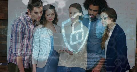 Diverse team collaborating on cybersecurity project