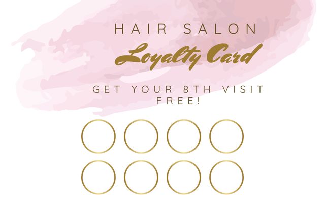 Elegant Hair Salon Loyalty Card with Pink Brushstroke and Gold Accents - Download Free Stock Templates Pikwizard.com