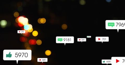 Social Media Popularity Metrics with Blurred City Lights Background