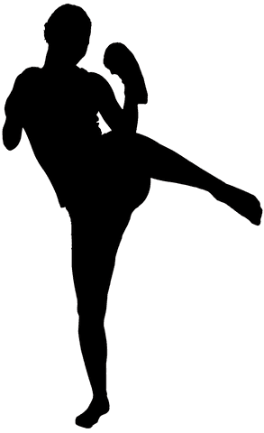 Transparent Female Boxer Silhouette in Kickboxing Pose