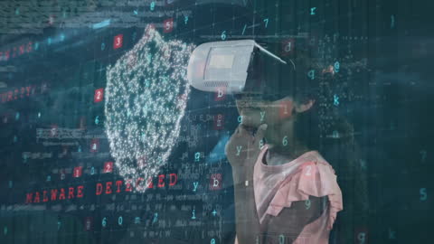 Digital Security and Data Protection with Futuristic HUD