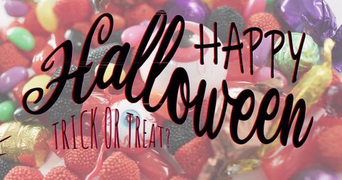 Happy Halloween Design with Candy and Festive Text