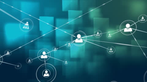 Abstract Network of Profile Icons over Green Gradient
