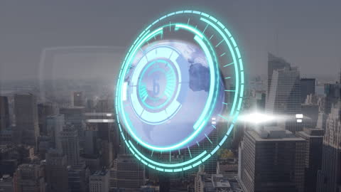 Futuristic Technology Interface over Cityscape