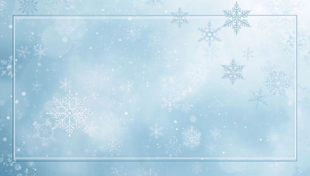 Pale Blue Winter Frame with Snowflake Bokeh and Double-Line Border