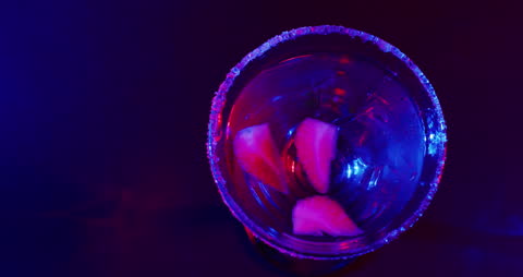 Top View of Fresh Cocktail with Sugar Rim and Strawberries