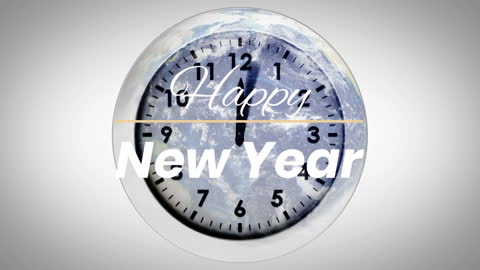 Animated Happy New Year Countdown Over Globe Clock