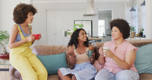 Women Enjoying Coffee and Conversation at Home - Download Free Stock Images Pikwizard.com