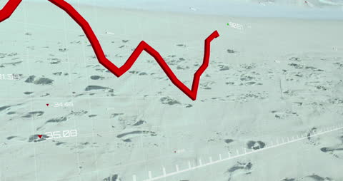 Red Line Increasing on Financial Graph Desolate Background