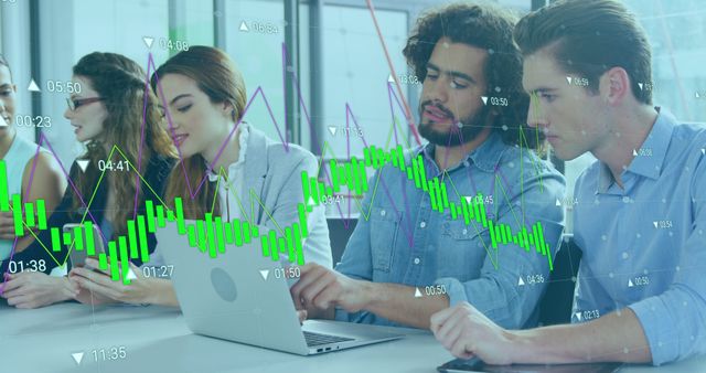 Young Professionals Working Together with Digital Data Overlay - Download Free Stock Images Pikwizard.com