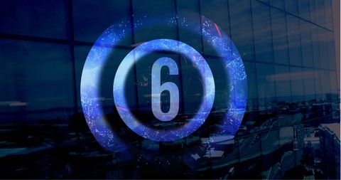 Animated Blue Countdown on Cityscape Window Reflection - Download Free Stock Images Pikwizard.com