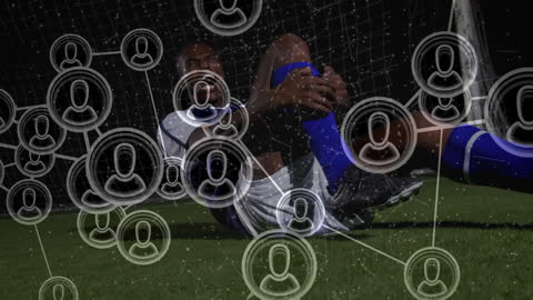 Injured Soccer Player with Digital Network Overlay