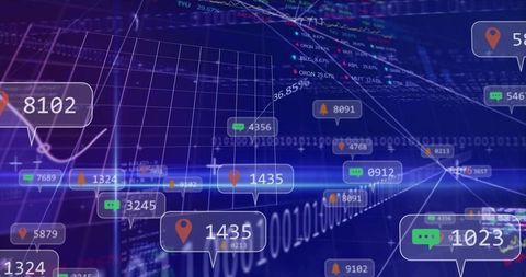Futuristic Digital Analytics Visualization with Numerical Data Points