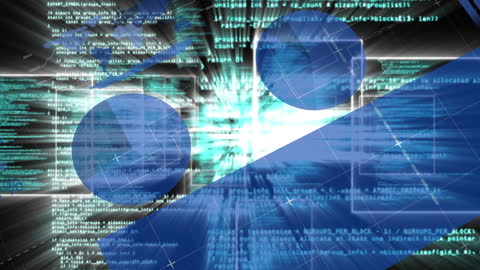 Futuristic Digital Interface with Charts and Data Loops