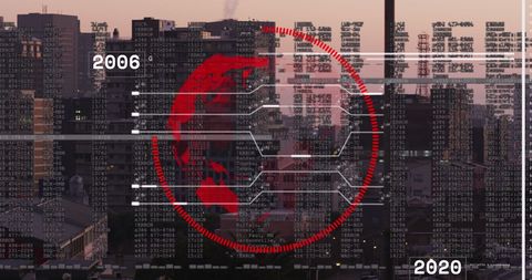 Financial Data Processing Over Urban Skyline at Night - Download Free Stock Images Pikwizard.com