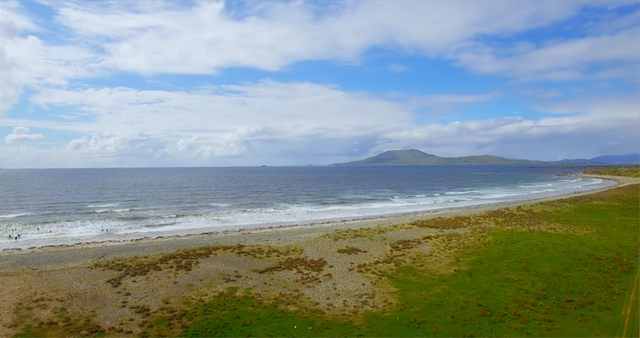 Transparent Peaceful Beach with Grassland and Blue Sky - Download Free Stock Videos Pikwizard.com