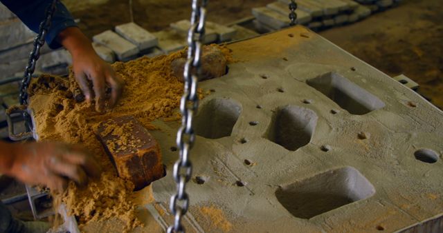 Worker Shaping Sand Casting Molds in Industrial Foundry - Download Free Stock Images Pikwizard.com