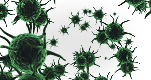 Close-up View of Viruses with Green Spikes on White Background - Download Free Stock Images Pikwizard.com