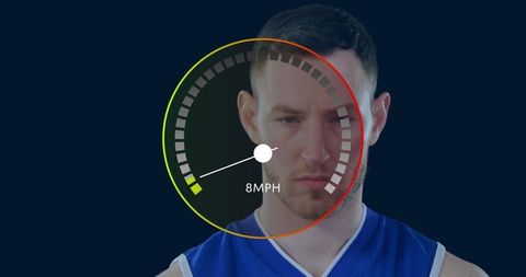 Athlete focused on performance testing with speed gauge