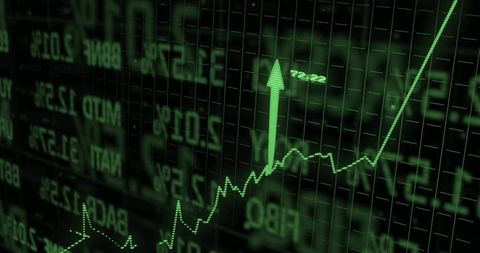 Rising Financial Graph on Green Global Market Interface