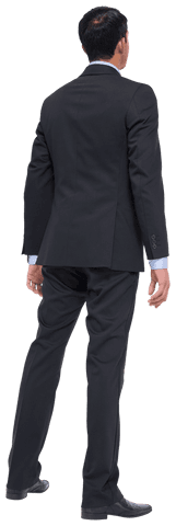Back View of Biracial Businessman Standing on Transparent Background