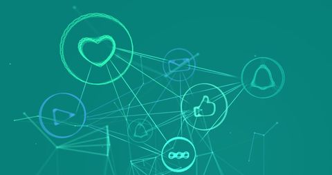 Digital Icons Network with Heart and Thumbs Up Connections - Download Free Stock Images Pikwizard.com