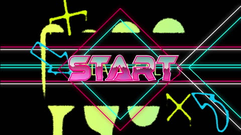 Retro Start Screen with Neon Geometric Designs